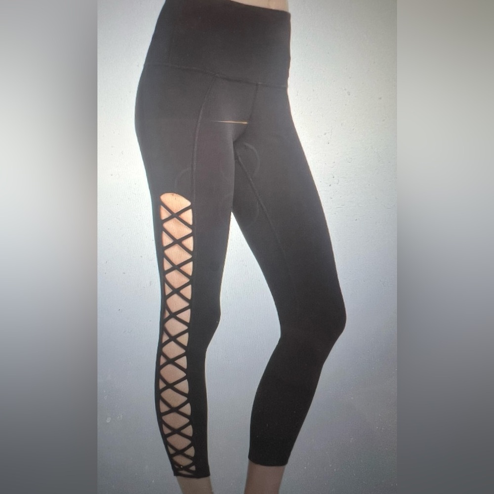 Zella Lace It Up High Waist Midi Leggings
